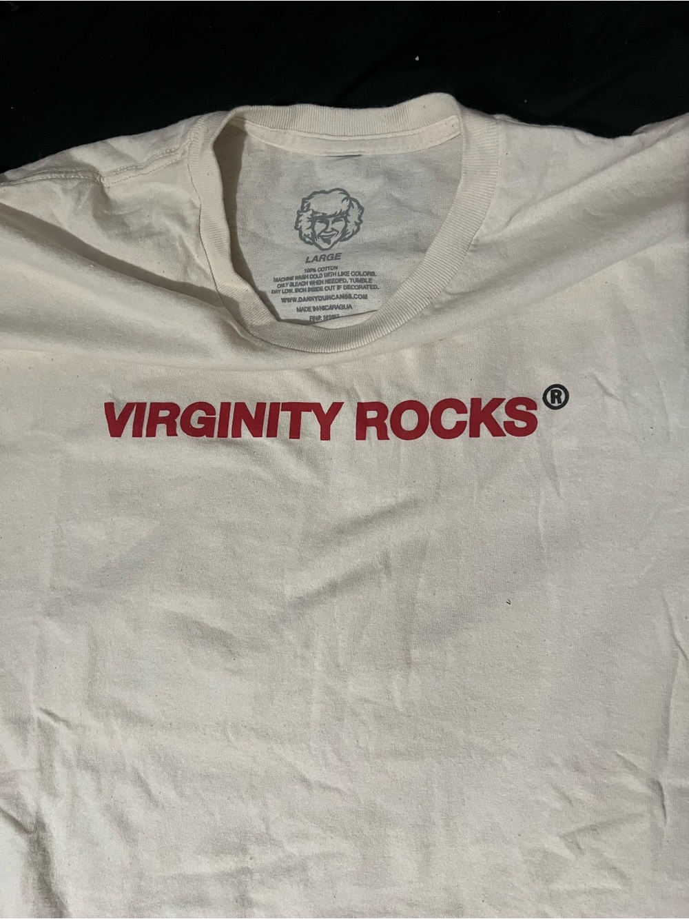 Virginity Rocks® Short Sleeve Graphic Tee - White with Red Print